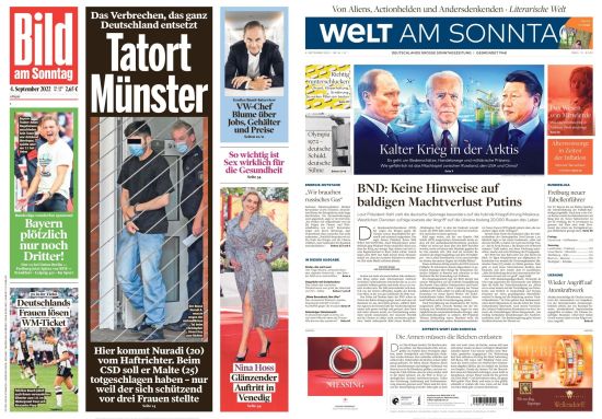 Cover: Bild und Welt am Sonntag No 36 vom 04  September 2022