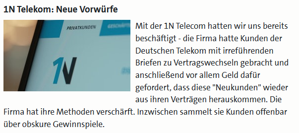 Markt über Methoden der 1N Telecom GmbH