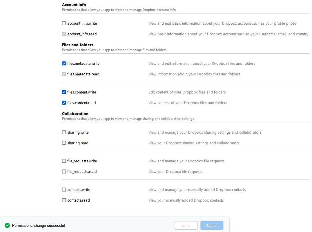 Dropbox API 1