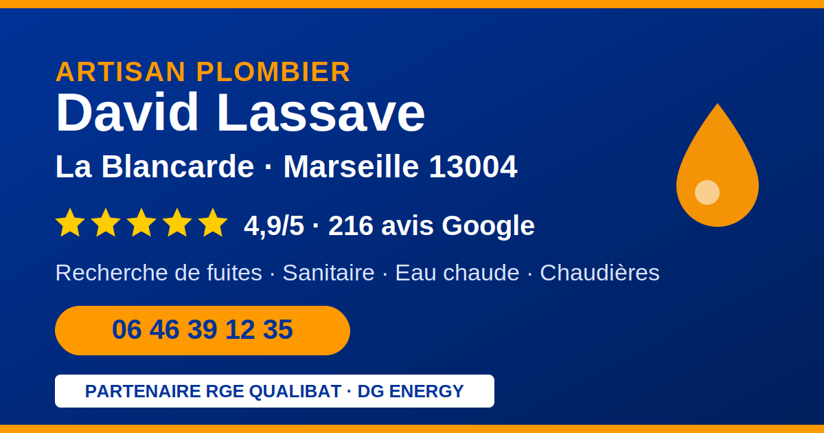Plombier David Lassave au Roucas Blanc, Marseille 13007 : recherche de fuite, sanitaires et chauffe-eau