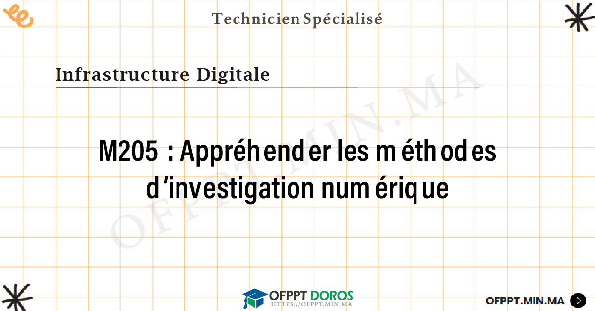 Sommaire détaillé du cours Appréhender les méthodes d’investigation numérique M205 OFPPT - Structure du module