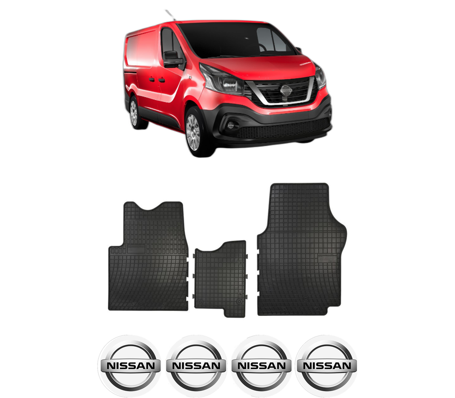 Set covorase presuri NISSAN NV300 Van (X82) din 2016-2021, auto, din cauciuc thermoplastic, 4 Stickere auto cu NISSAN