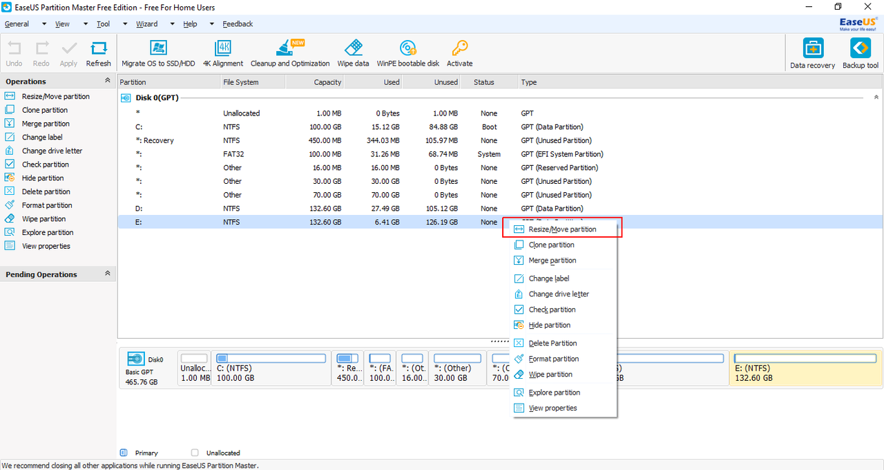  EaseUS Partition Master Free  - Partition resize