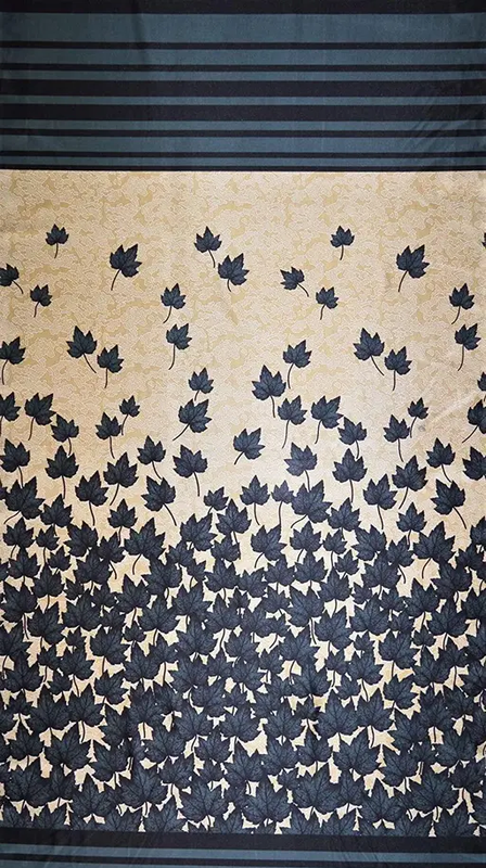 Bright Grey Leaf Pannel 2 Piece Mapple Eyelet Polyester door Curtains (Pack of 2) || Grey (R704)