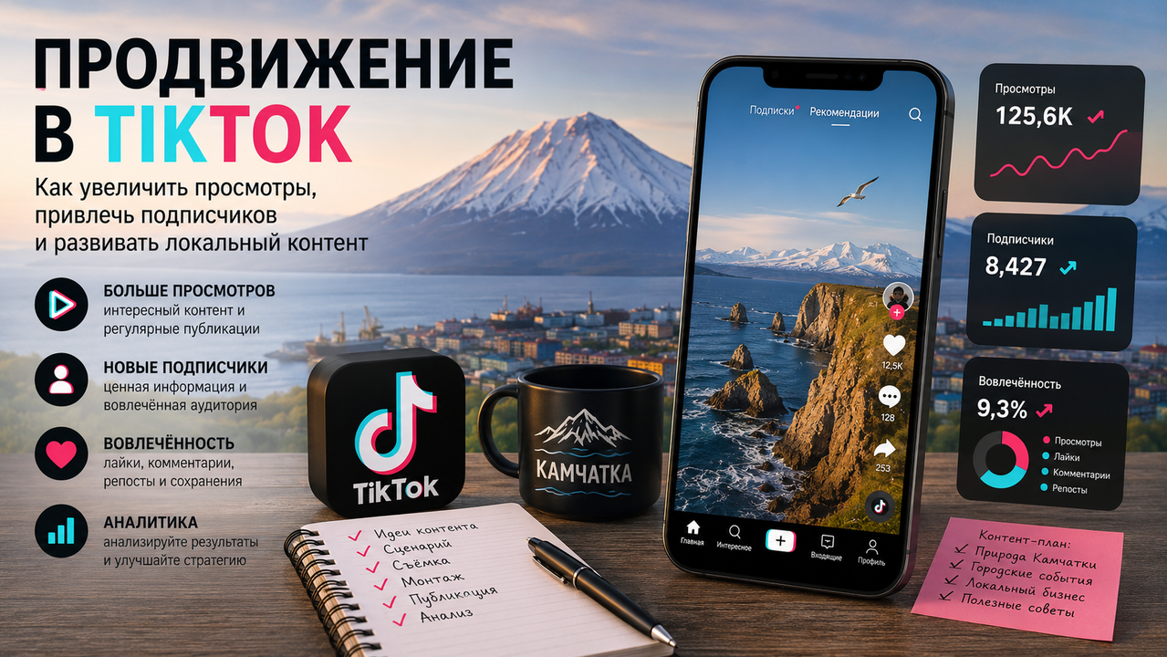 Продвижение в TikTok на Камчатке: увеличение просмотров, подписчиков и вовлечённости