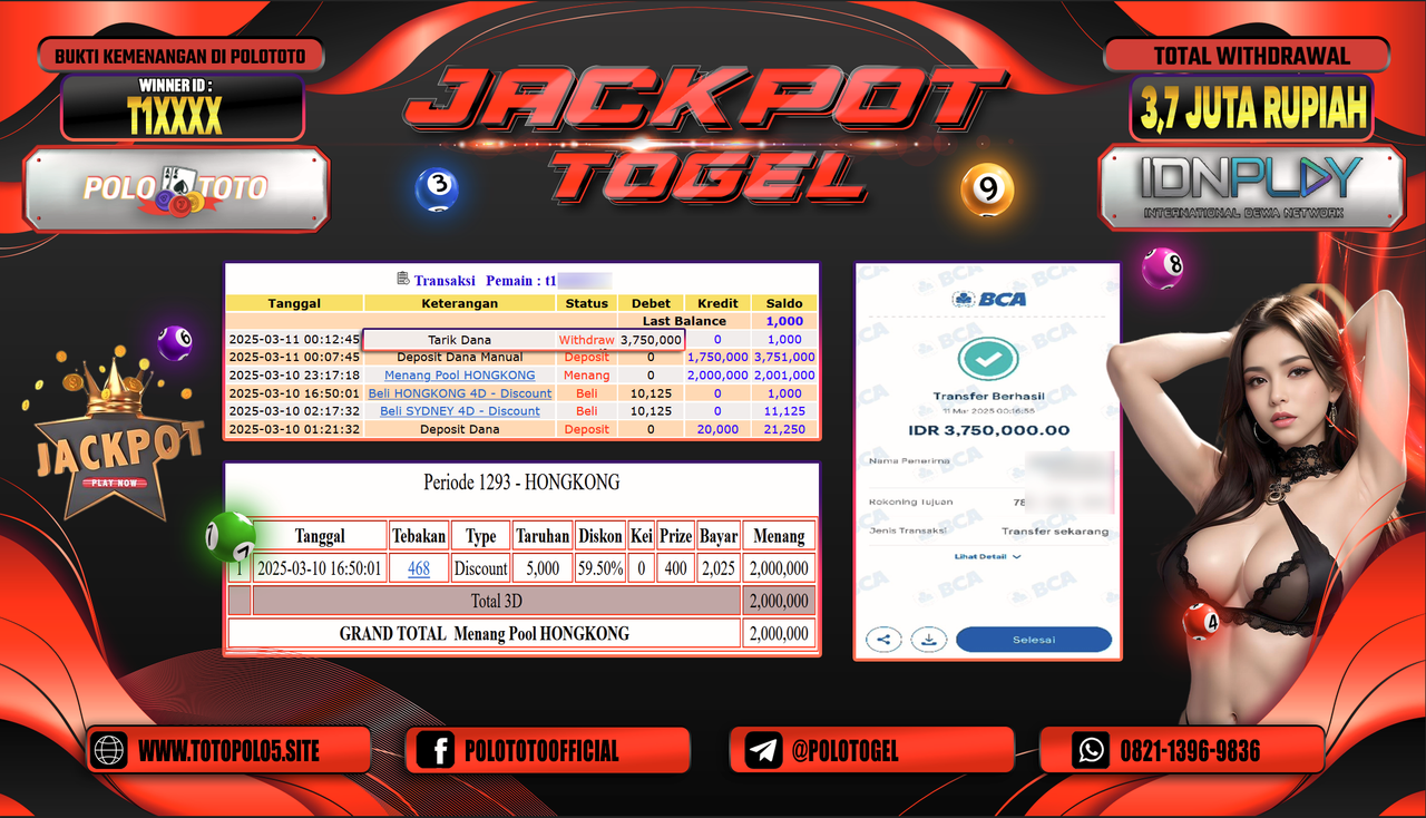 POLOTOTO JACKPOT TOGEL PASARAN HONGKONG Rp.3.750.000,-