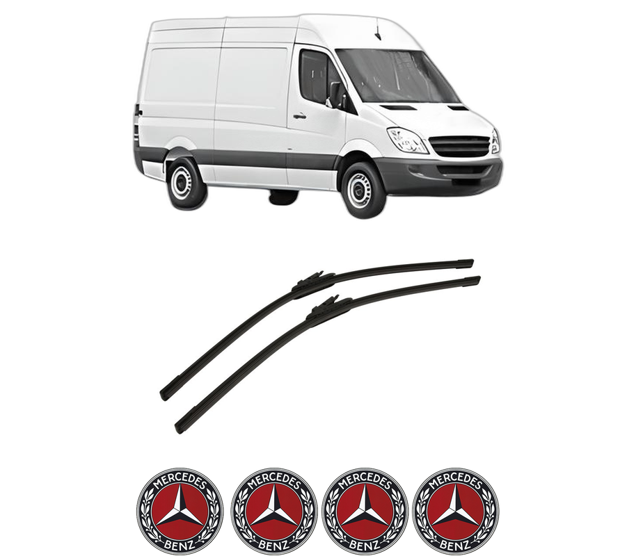Set stergatoare auto MERCEDES-BENZ SPRINTER 3,5-t Van (B906) din 2006-2018, pentru parbriz auto, 2 bucati, Bosch Aerotwin, din cauciuc siliconat rezistent, 4 Stickere Auto MERCEDES-BENZ