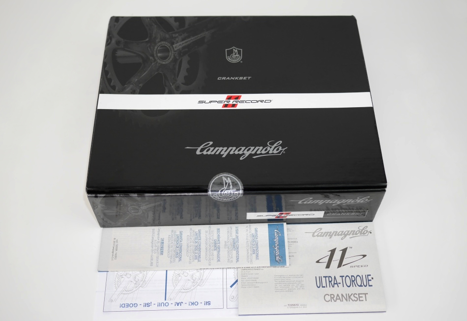新品 158,000円 CAMPAGNOLO SUPER RECORDカンパ カンパニョーロ スーパーレコード チタン172.5 mmクランクセット11sカーボン53/39クランクX