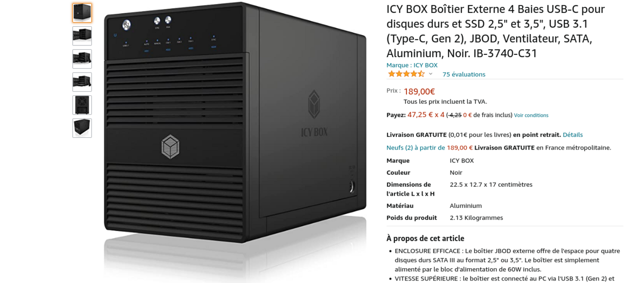 Screenshot 2021-11-16 at 08-31-49 ICY BOX Boîtier Externe 4 Baies USB-C pour disques durs et SSD 2,5