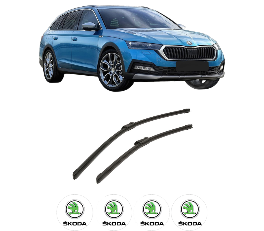 Set stergatoare auto SKODA OCTAVIA IV (NX3, NN3, PV3) din 2020-2025, pentru parbriz auto, 2 bucati, Bosch Aerotwin, din cauciuc siliconat rezistent, 4 Stickere Auto SKODA