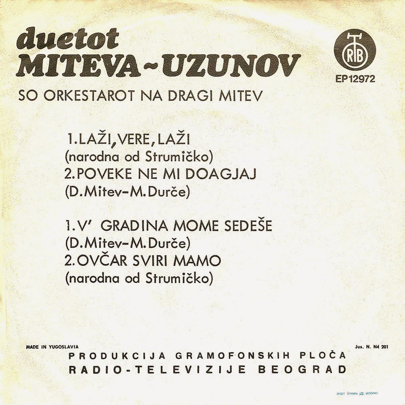 Duet Miteva-Uzunov - Lazi, Vere, lazi_Back-