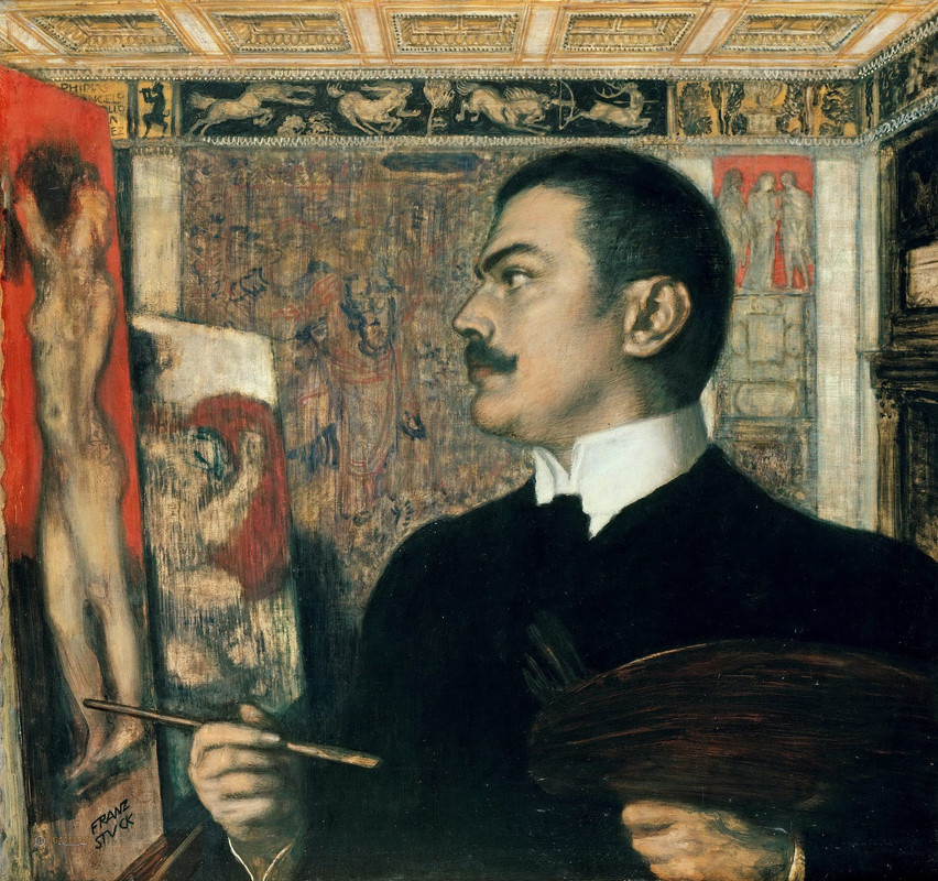 Franz-von-Stuck-Self-Portrait-in-the-Studio-1905-Alte-Nationalgalerie-Berlino