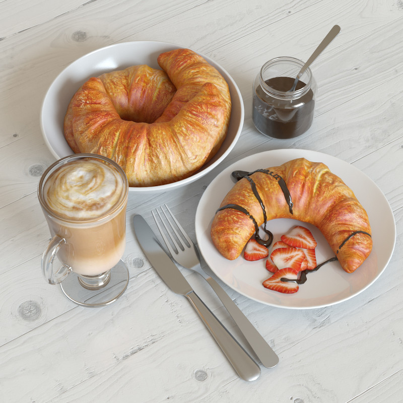 Breakfast Croissant And Coffe