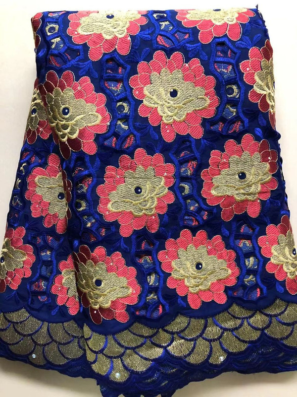 Handcut Voile Lace – Royal Blue & Coral — Jadayat fabrics