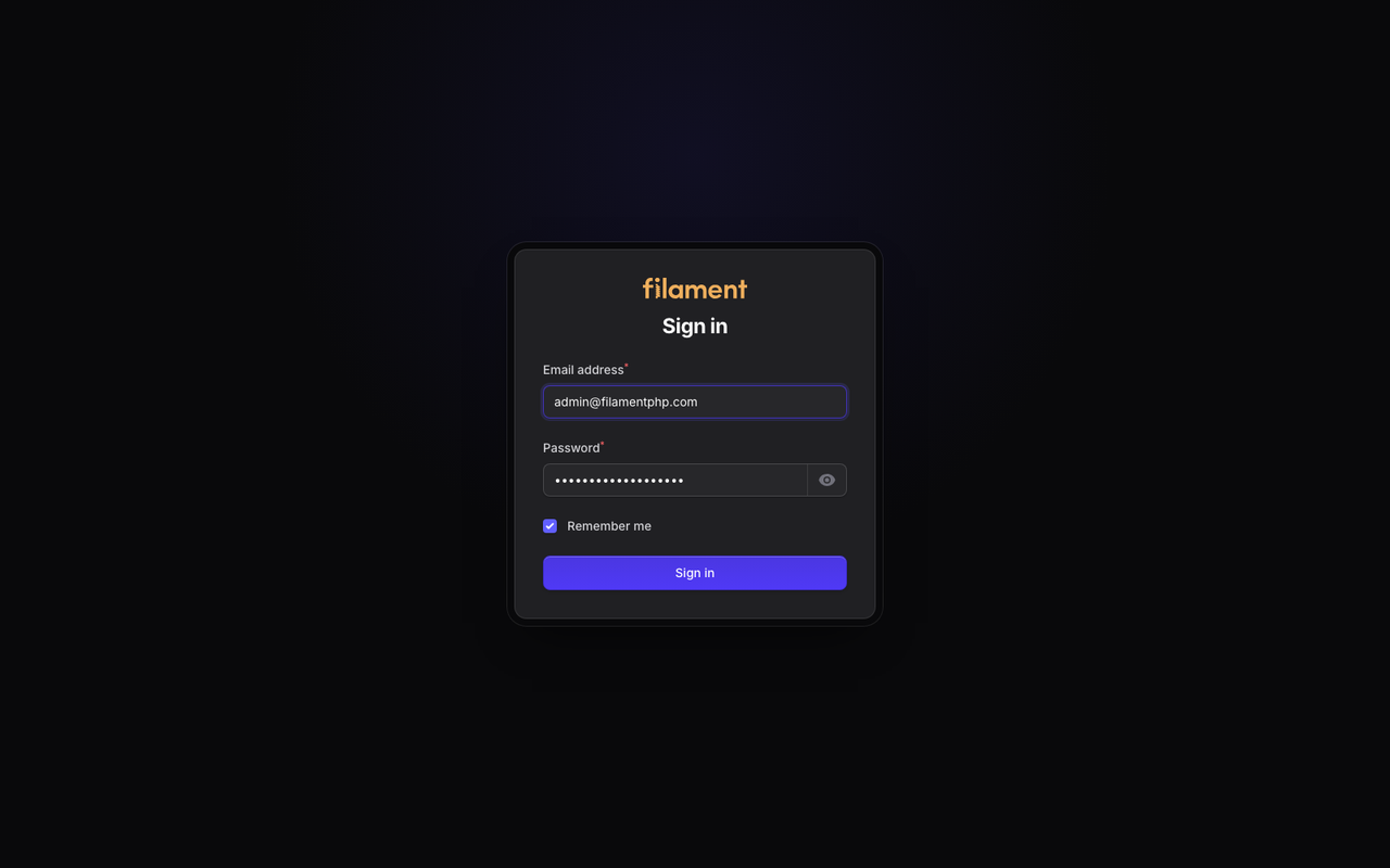 Stature Theme login page in dark mode