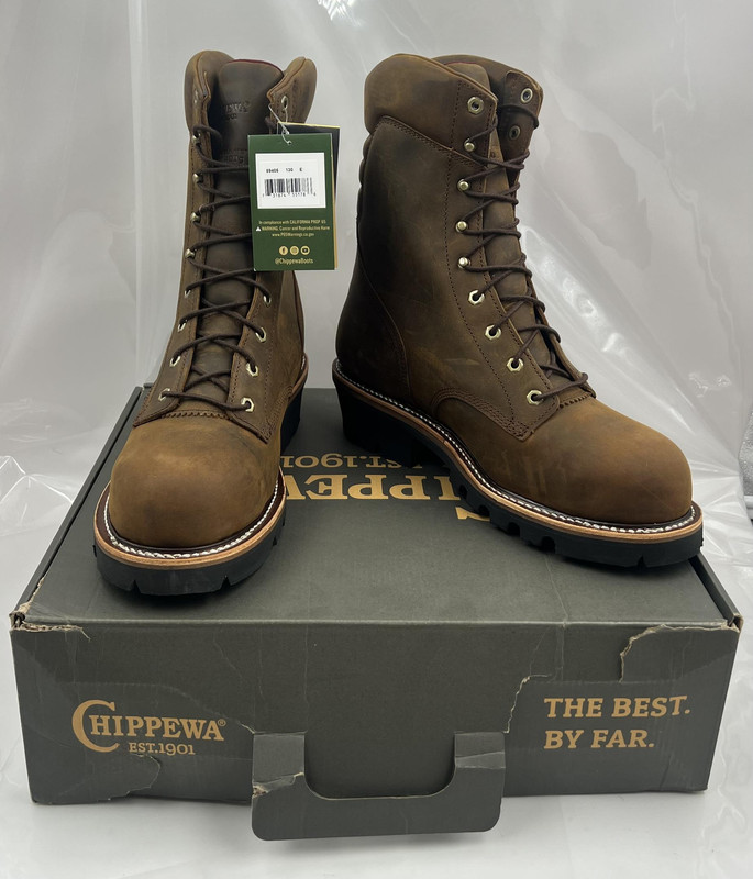 CHIPPEWA MENS SUPER DNA 9" WATERPROOF STEEL TOE LOGGER BOOTS 59405 TAN 13 WIDE