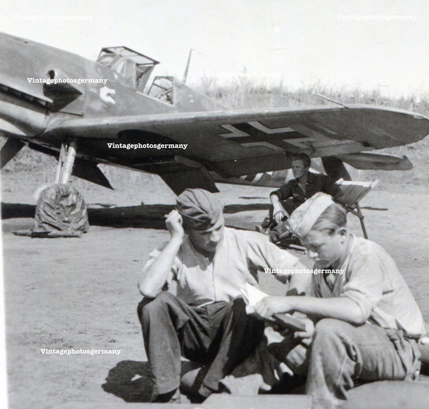 D1049 Foto deutsches Flugzeug Me109 Bf109 JG77 Staffelwappen Wappen Pilot ASS AS (1)