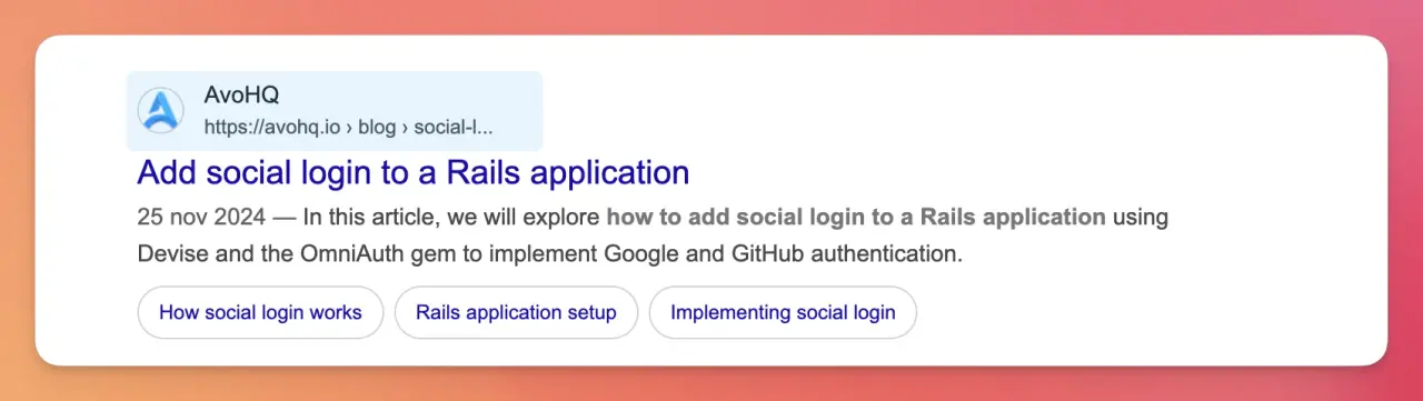 Breadcrumbs in search results