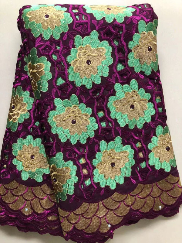 Handcut Voile Lace – Magenta & Mint — Jadayat fabrics