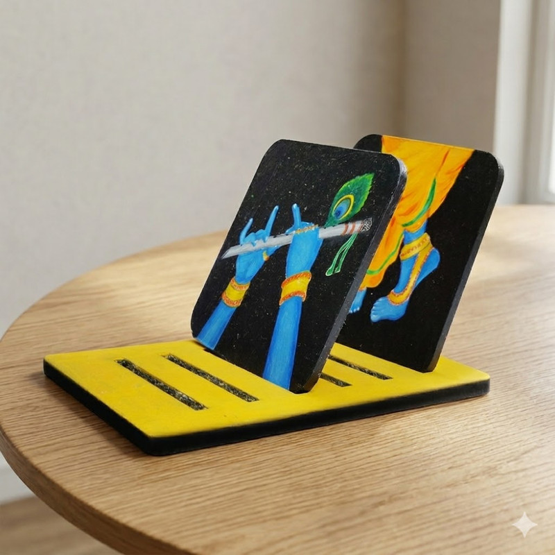 Pichwai Painting on Square Tea Coasters with Stand DIY Kit 