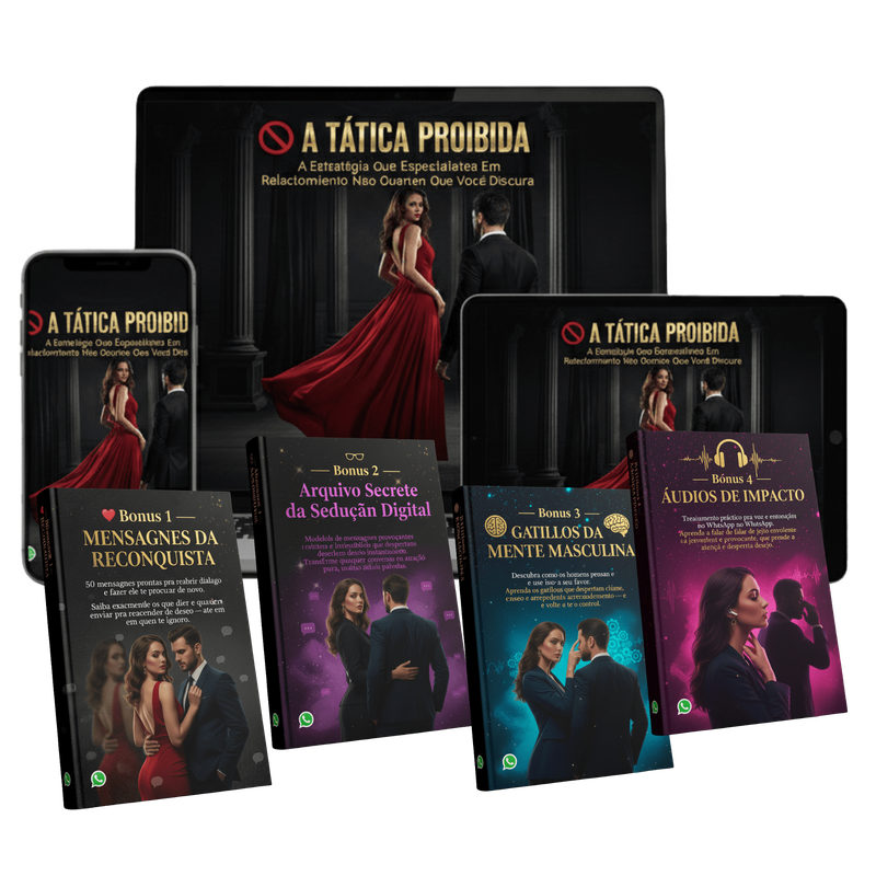 Mockup of the 'Tática Proibida' e-book cover.