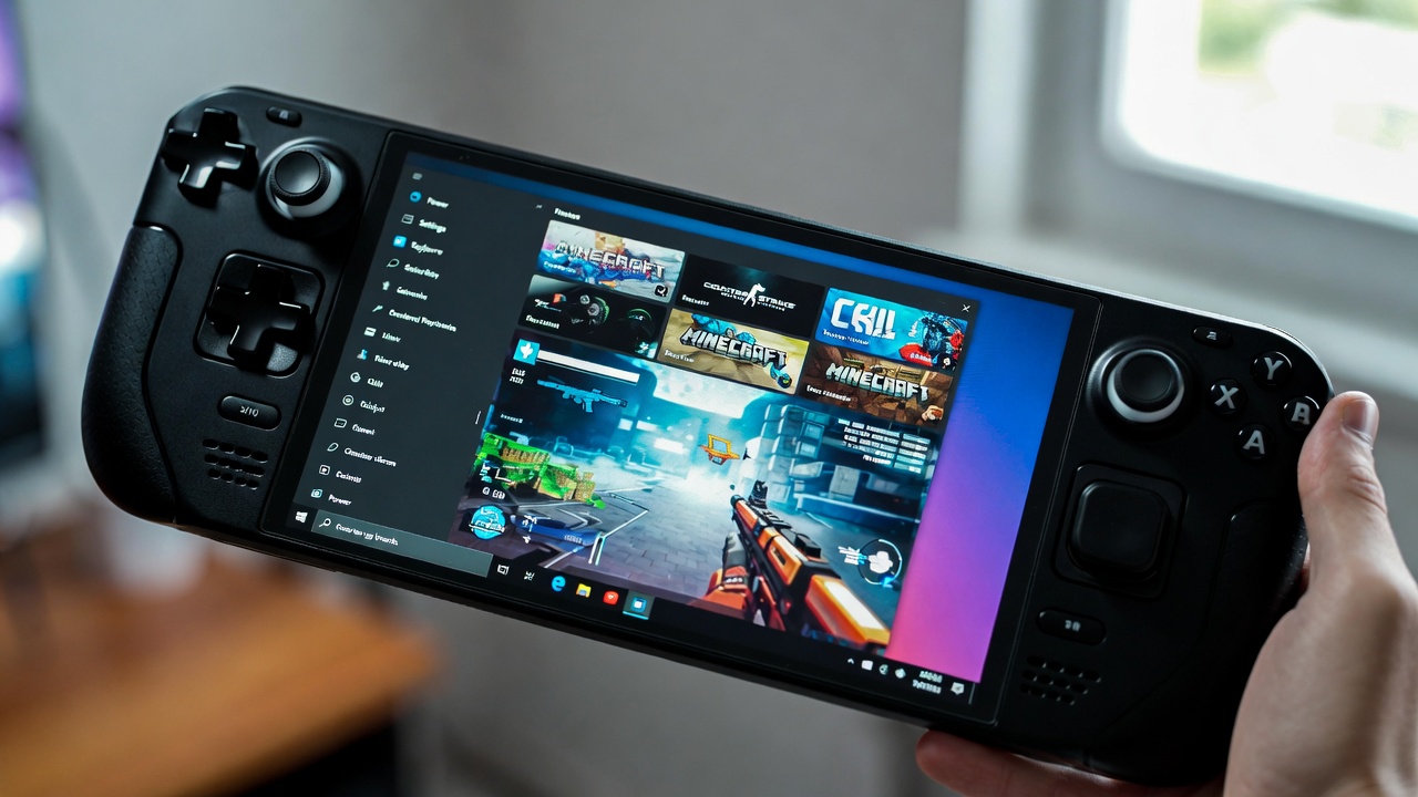 Windows gaming handheld console running PC games