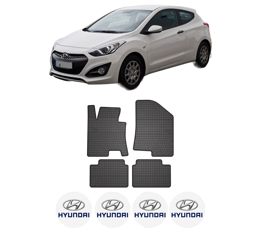 Set covorase presuri HYUNDAI i30 Coupe din 2013-2017, auto, din cauciuc thermoplastic, 4 Stickere auto cu HYUNDAI