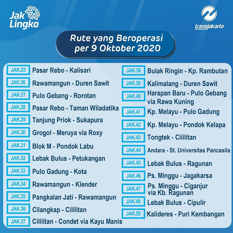 Jadwal terbaru layanan bus TransJakarta mulai 9 Oktober