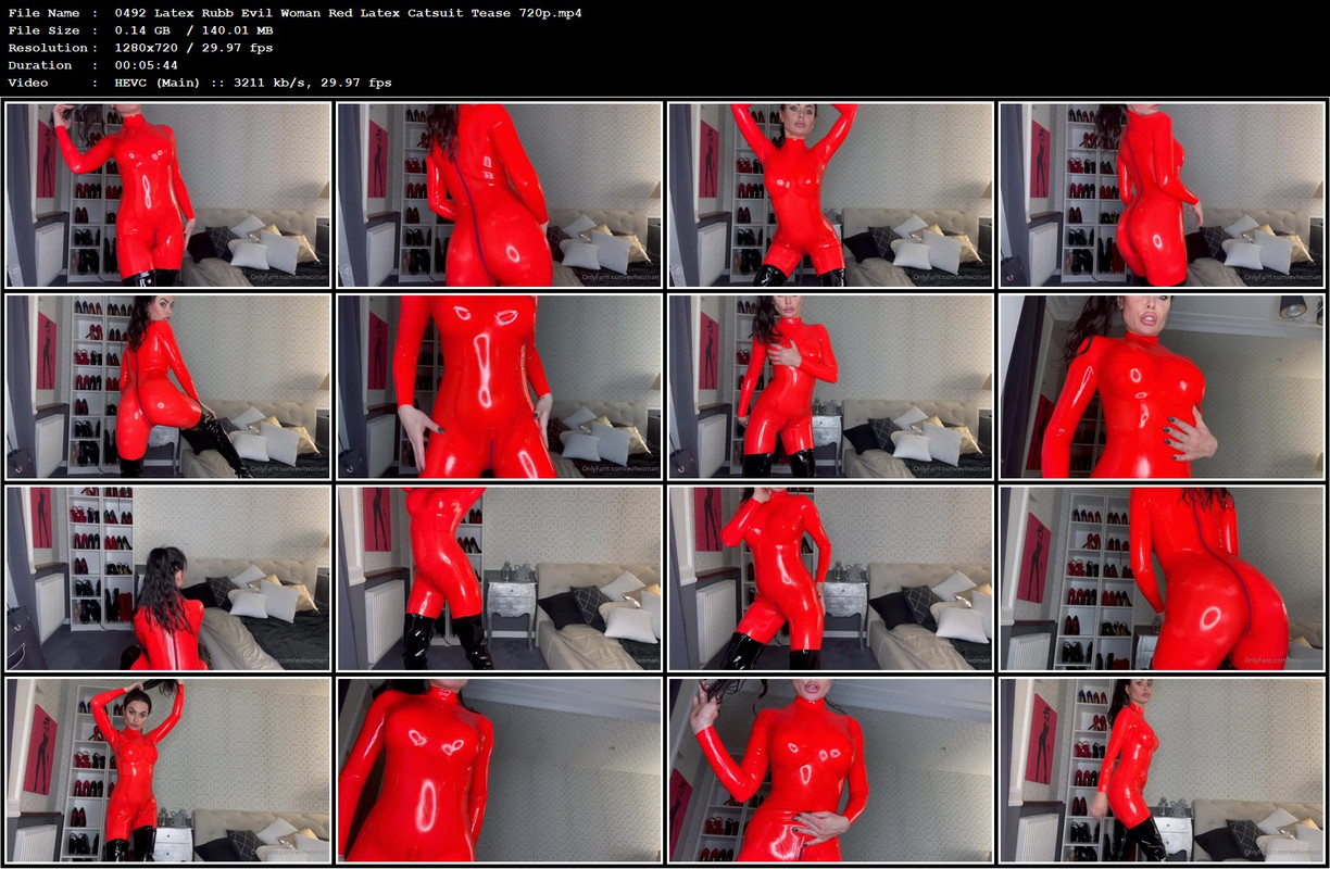 0492 Latex Rubb Evil Woman Red Latex Catsuit Tease 720p.mp4