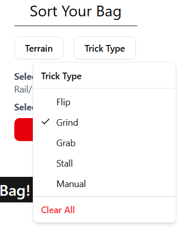 Bag Of Tricks - Trick Type Filter