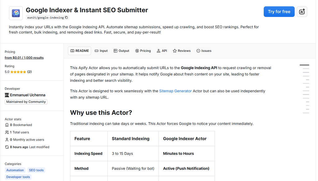 Google Indexer & Instant SEO Submitter
