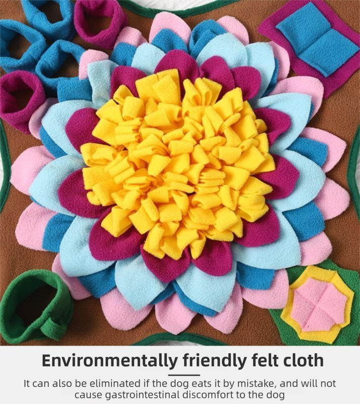 Green 48x48CM Durable Felt Cloth Pet Puzzle Sniffing Mat - Mental Stimulation & Slow Feeding Pad