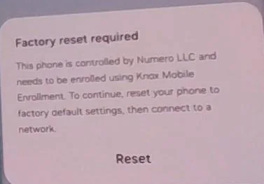 Gerätemeldung Galaxy S22 Ultra nach Werksreset