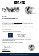 Business Grant approval $22,048