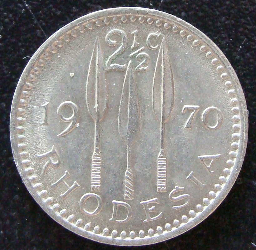 2 1/2 Centavos de Dólar. Rhodesia (1970) ZBW-2-5-Centavos-D-lar-1970-rev