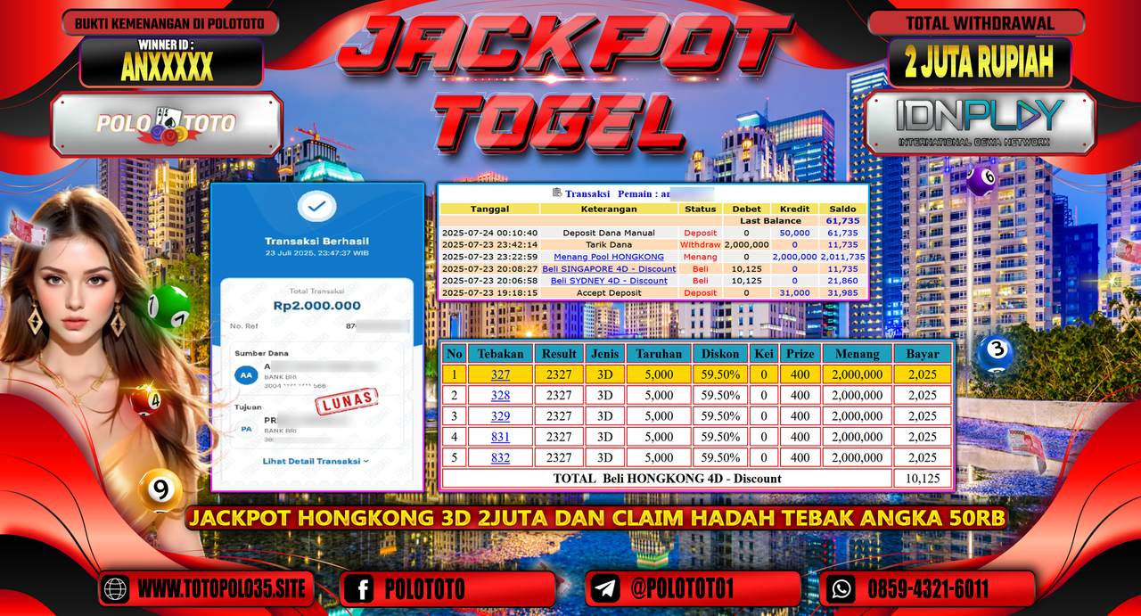 POLOTOTO JACKPOT TOGEL HONGKONG LOTTO Rp.2.000.000,-