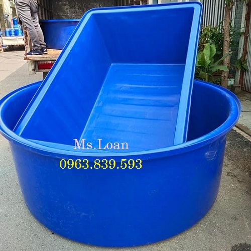 Thùng chữ nhật 1100L màu xanh, thùng nhựa 1100L nuôi cá, thùng nhựa làm bể bơi/ 0963.839.593 Ms.Loan Tank-nhua-duong-ca