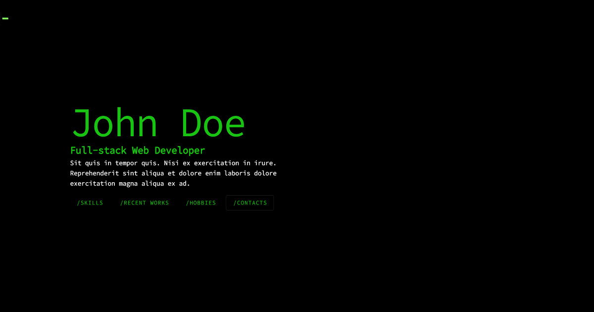 Hacker | Free Professional Portfolio Website Templates by Joff Tiquez