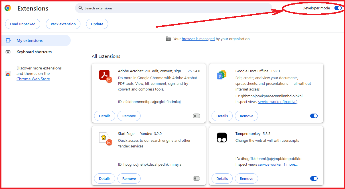 Developer Mode Enabled