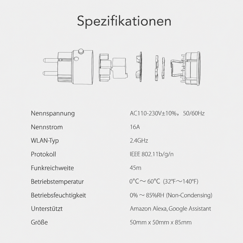 Spezifikationen Smart-Steckdose