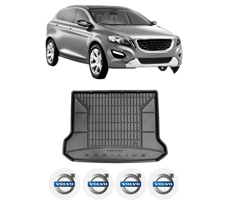 Tavita Portbagaj VOLVO XC60 I SUV (156) din 2008-2017, Protectie Portbagaj Auto, 4x Stickere auto cu VOLVO