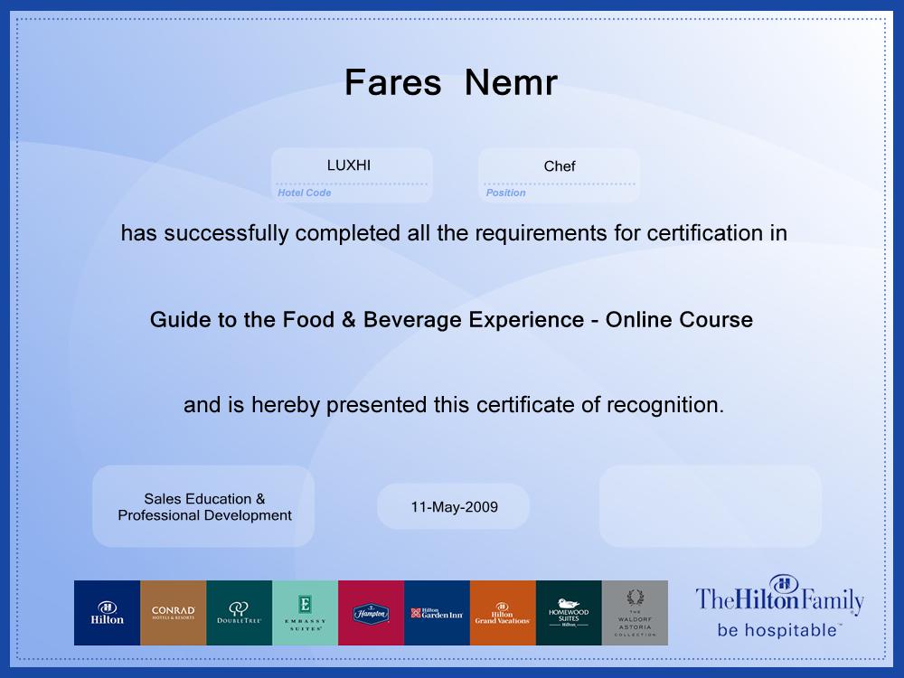 FOOD&BEVERAGE EXPERIENCE