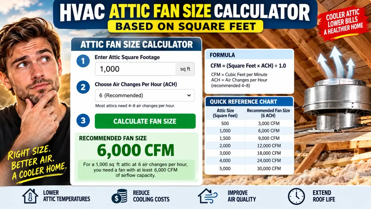 Hvac Attic Fan Size Calculator Square Feet Calc