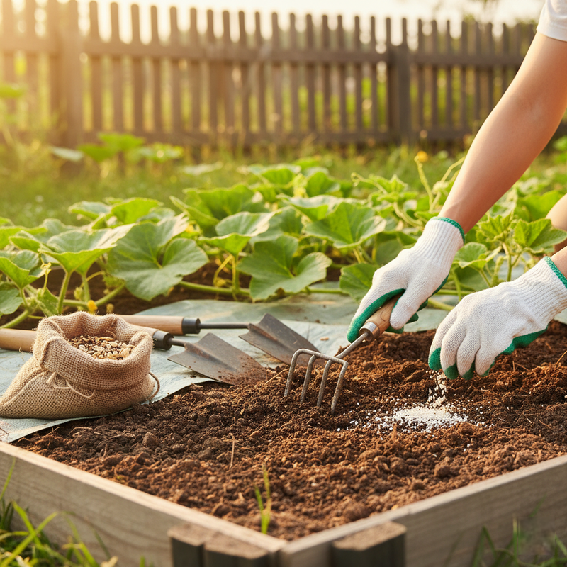 Soil preparation for bottle gourd with compost-rich well-draining mix