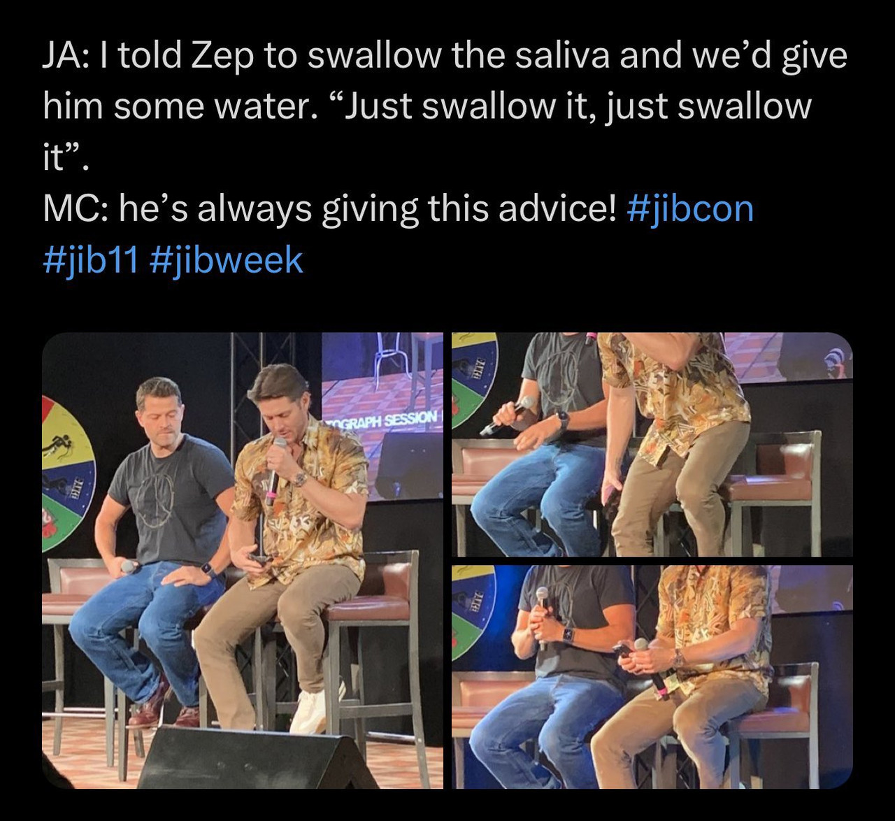 O. misha making an inappropriate joke abt jensen's son