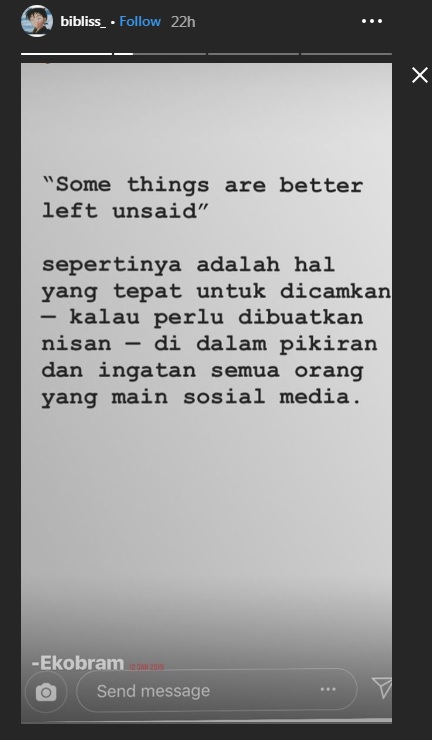 Tangkapan layar Instagram Story kekasih Vanessa Angel