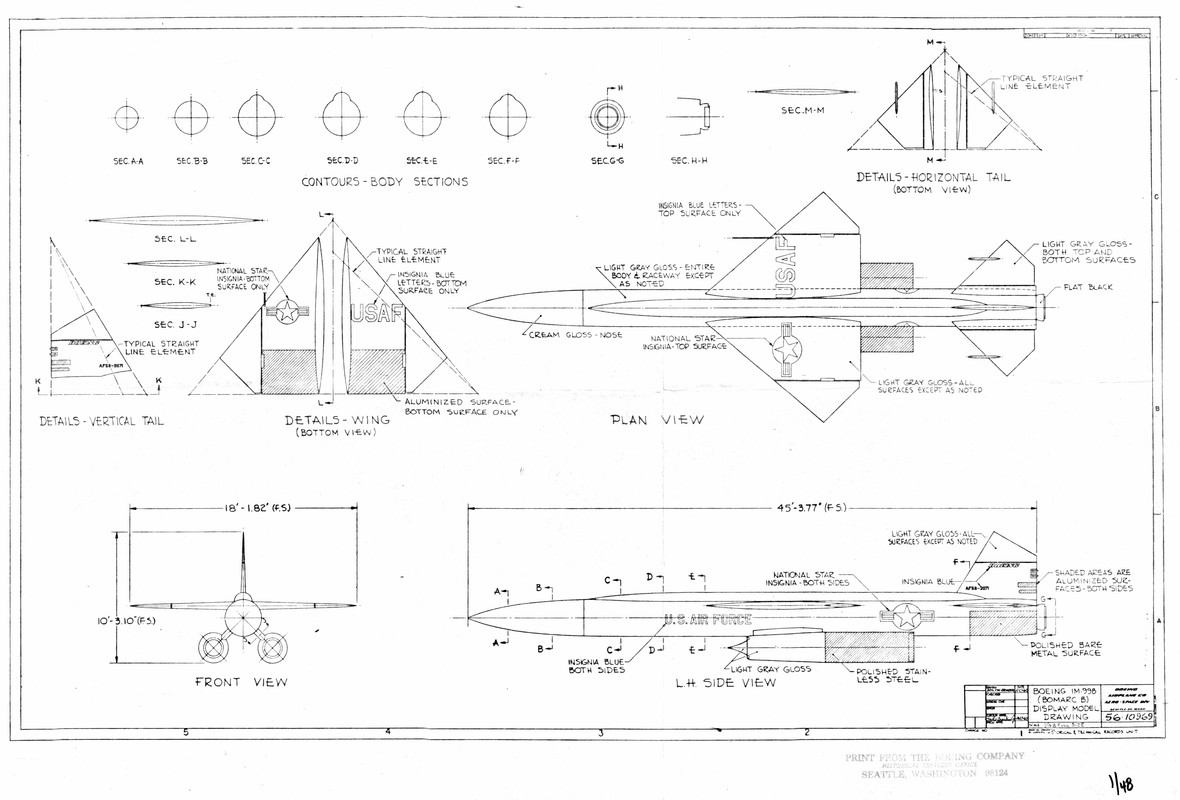 Boeing IM-99B Bomarc B Display Model Drawing - R