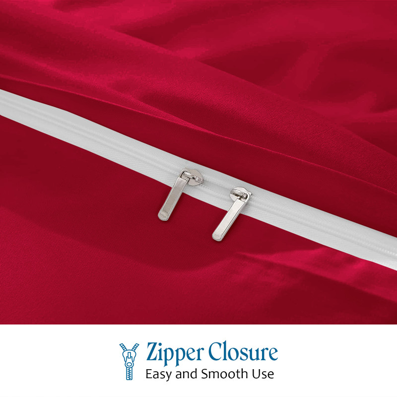 Picture of 1000 TC 100% Egyptian Cotton Duvet set Zipper Closur Ultra Soft Durable and Fade Resistant Color Red Solid size Full