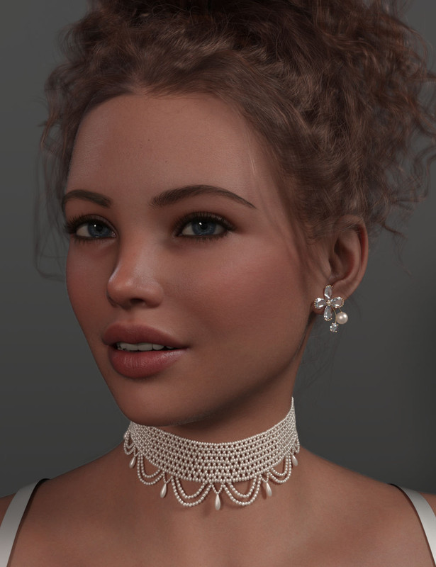 Exquisite Pearl Chokers and Earrings for Genesis 9