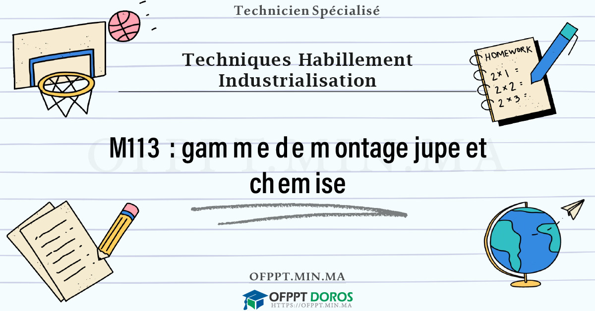 Sommaire détaillé du cours gamme de montage jupe et chemise M113 OFPPT - Structure du module